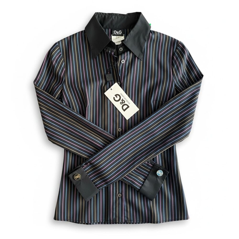 Vintage Dolce & Gabbana D&G Archive French Cuff Striped Shirt NWT IT 38 XS